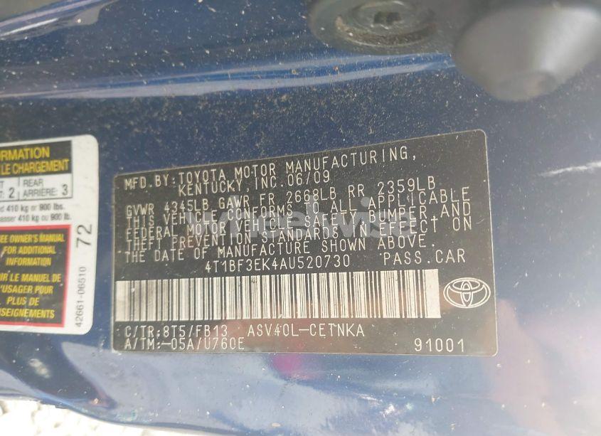 Photo 9 of 2010 Toyota Camry (VIN 4T1BF3EK4AU520730)