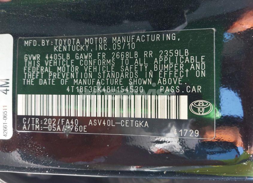 Photo 9 of 2011 Toyota Camry XLE (VIN 4T1BF3EK4BU154530)