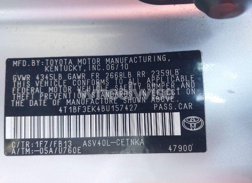 Photo 8 of 2011 Toyota Camry LE (VIN 4T1BF3EK4BU157427)