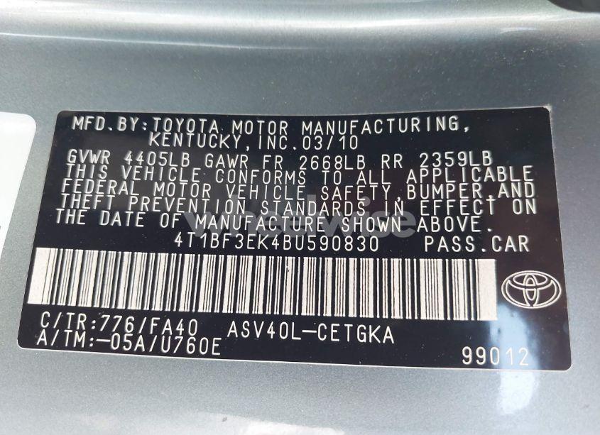 Photo 9 of 2011 Toyota Camry XLE (VIN 4T1BF3EK4BU590830)