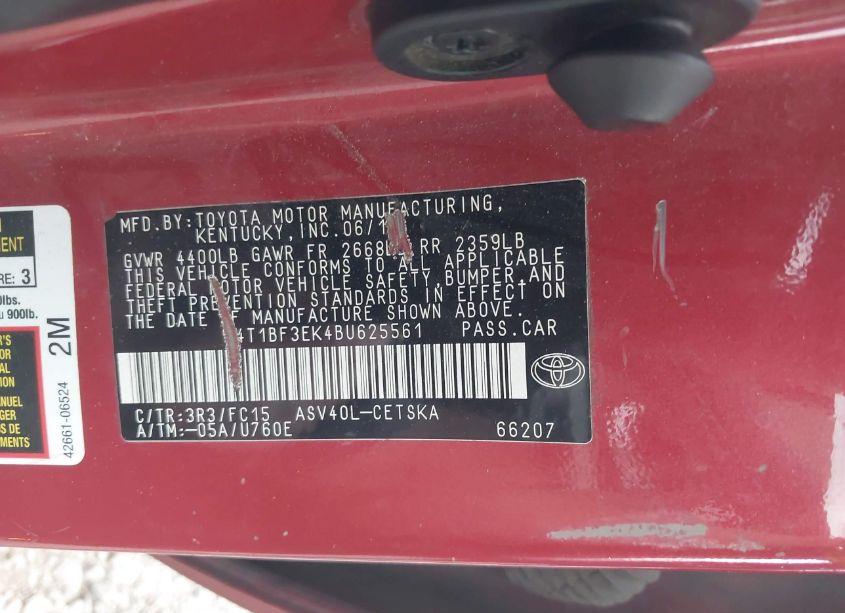 Photo 9 of 2011 Toyota Camry SE (VIN 4T1BF3EK4BU625561)