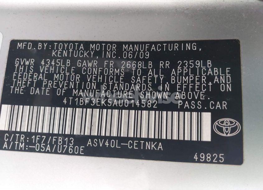 Photo 9 of 2010 Toyota Camry (VIN 4T1BF3EK5AU014582)