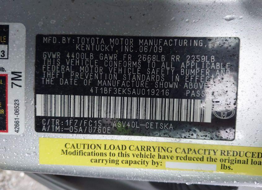 Photo 9 of 2010 Toyota Camry SE (VIN 4T1BF3EK5AU019216)