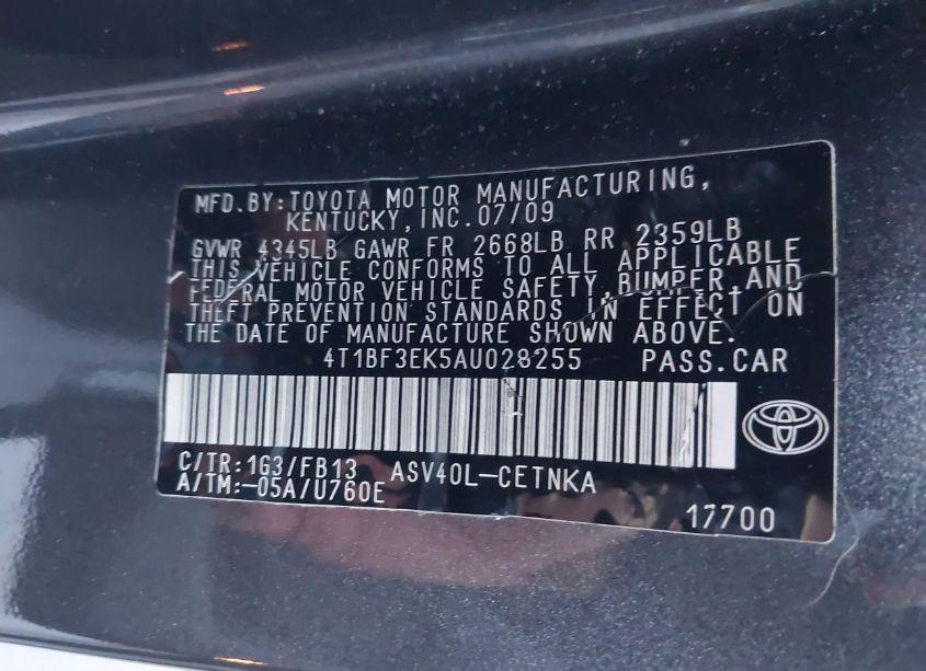 Photo 9 of 2010 Toyota Camry LE (VIN 4T1BF3EK5AU028255)