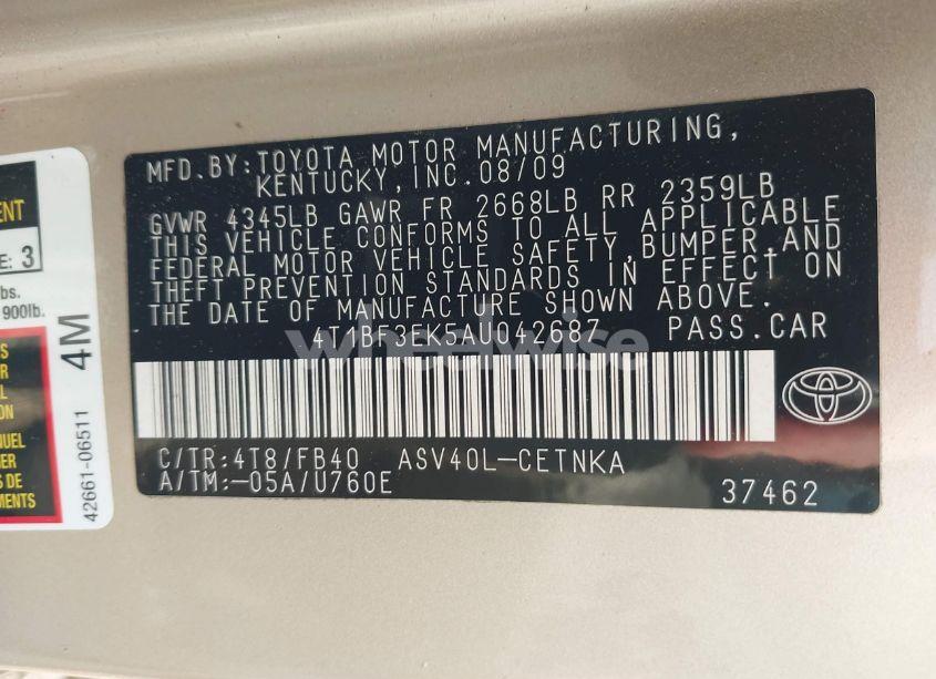 Photo 9 of 2010 Toyota Camry LE (VIN 4T1BF3EK5AU042687)