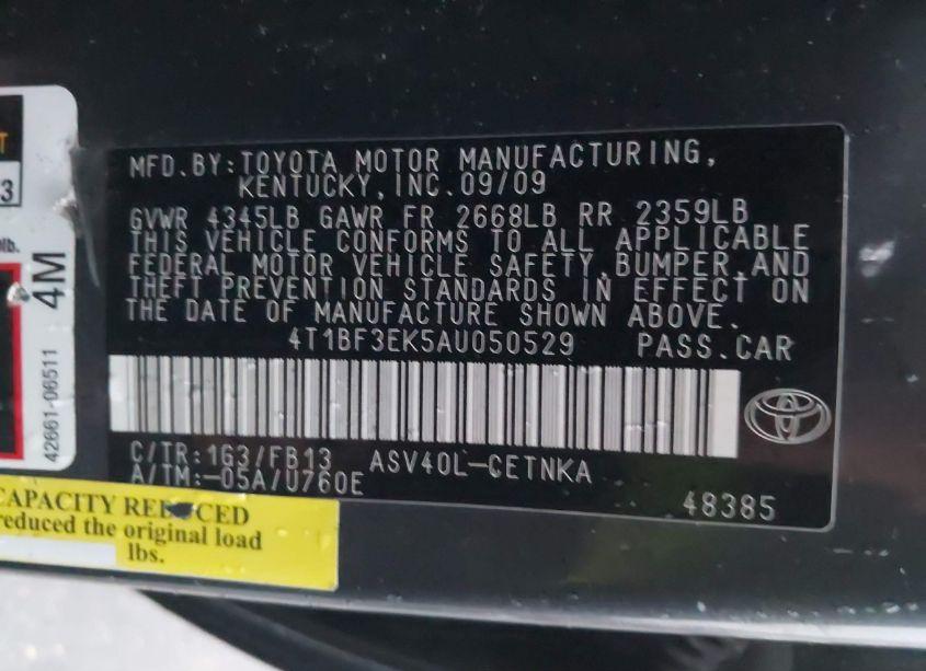 Photo 9 of 2010 Toyota Camry LE (VIN 4T1BF3EK5AU050529)