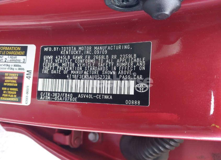 Photo 9 of 2010 Toyota Camry LE (VIN 4T1BF3EK5AU052328)