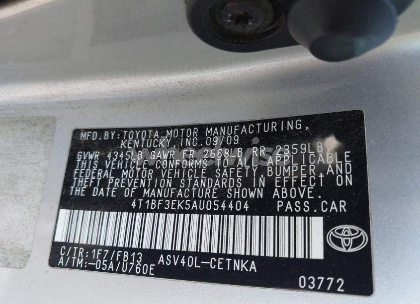Photo 9 of 2010 Toyota Camry (VIN 4T1BF3EK5AU054404)