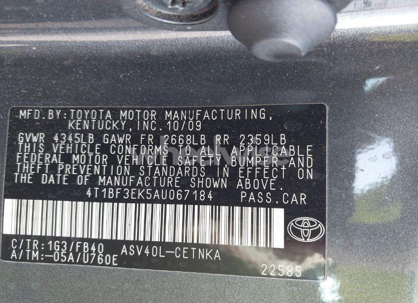 Photo 9 of 2010 Toyota Camry LE (VIN 4T1BF3EK5AU067184)