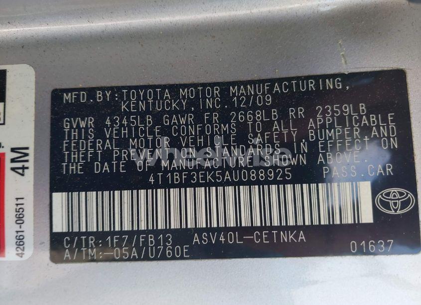 Photo 9 of 2010 Toyota Camry (VIN 4T1BF3EK5AU088925)