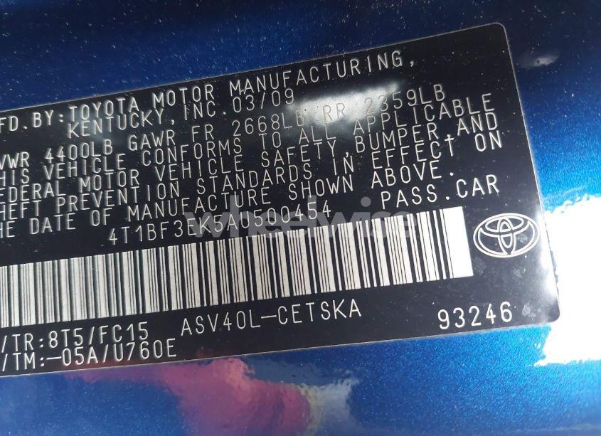 Photo 9 of 2010 Toyota Camry SE (VIN 4T1BF3EK5AU500454)