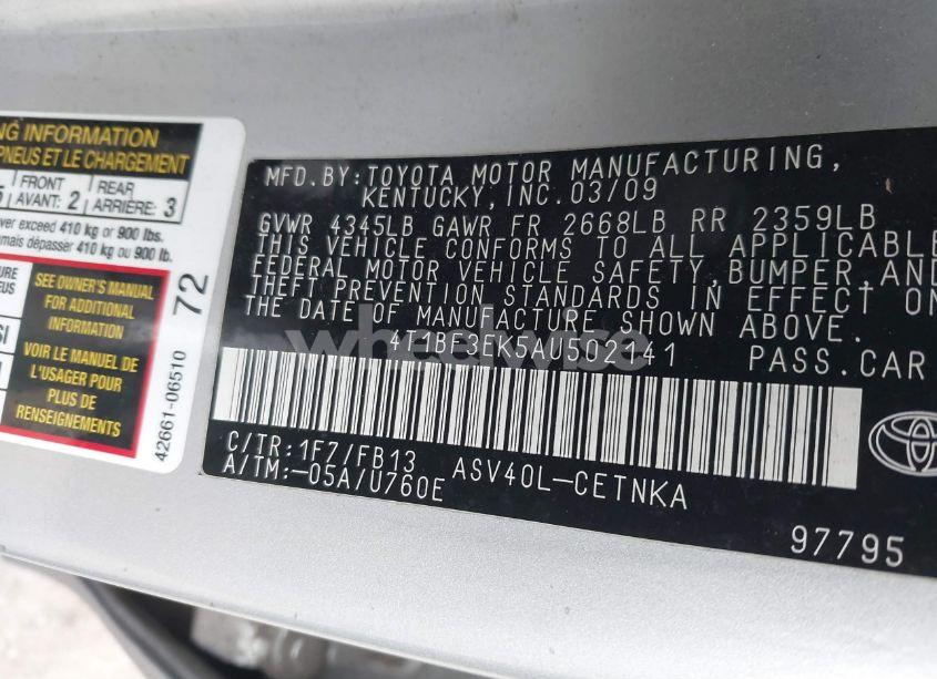 Photo 9 of 2010 Toyota Camry (VIN 4T1BF3EK5AU502141)