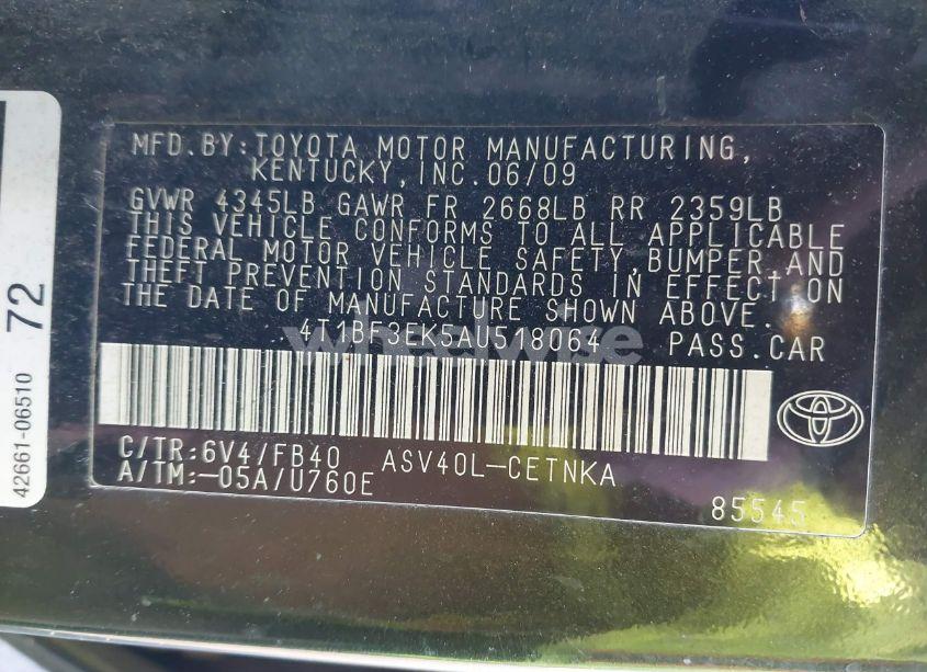 Photo 9 of 2010 Toyota Camry LE (VIN 4T1BF3EK5AU518064)