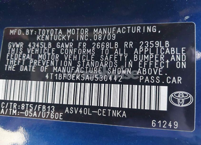 Photo 9 of 2010 Toyota Camry LE (VIN 4T1BF3EK5AU530442)