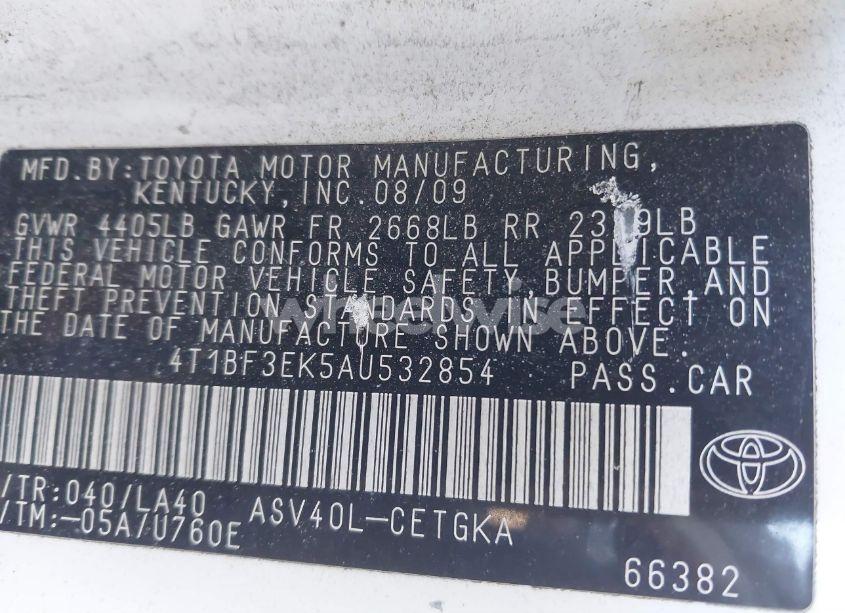 Photo 9 of 2010 Toyota Camry XLE (VIN 4T1BF3EK5AU532854)