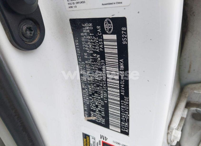 Photo 9 of 2010 Toyota Camry LE (VIN 4T1BF3EK5AU546639)