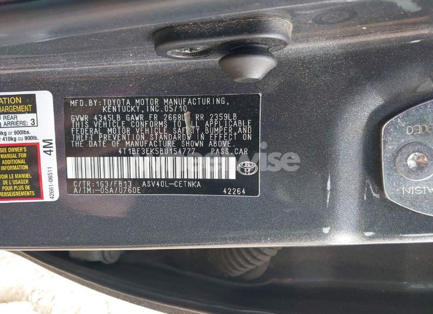 Photo 9 of 2011 Toyota Camry LE (VIN 4T1BF3EK5BU154777)