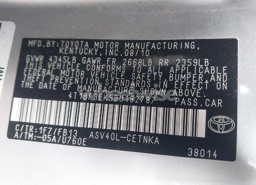 Photo 9 of 2011 Toyota Camry LE (VIN 4T1BF3EK5BU182787)