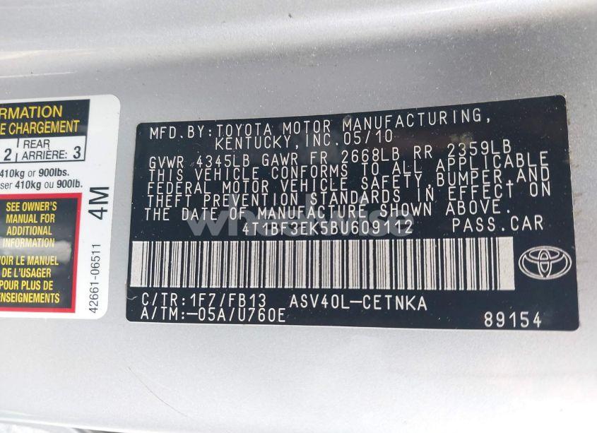 Photo 9 of 2011 Toyota Camry (VIN 4T1BF3EK5BU609112)