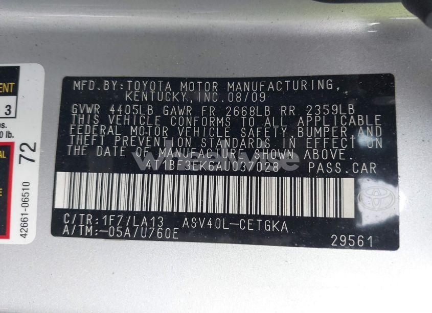 Photo 9 of 2010 Toyota Camry XLE (VIN 4T1BF3EK6AU037028)