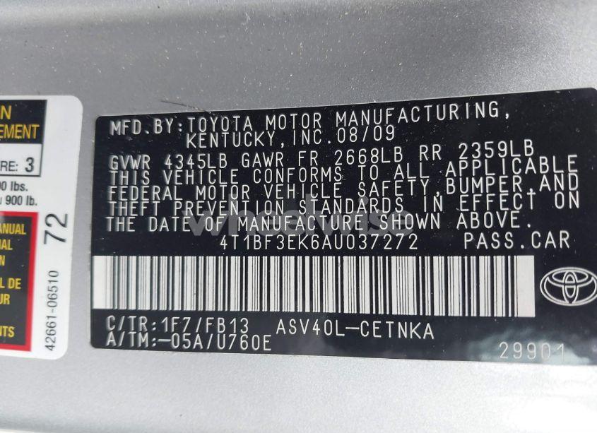 Photo 9 of 2010 Toyota Camry (VIN 4T1BF3EK6AU037272)