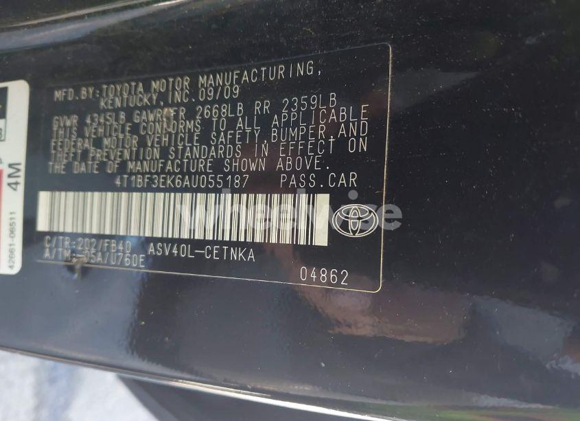 Photo 9 of 2010 Toyota Camry LE (VIN 4T1BF3EK6AU055187)