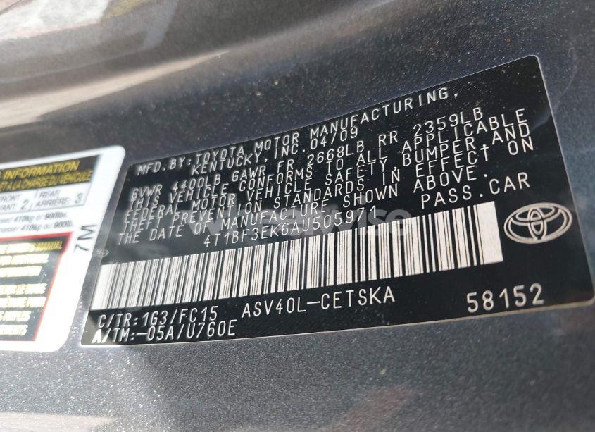 Photo 9 of 2010 Toyota Camry SE (VIN 4T1BF3EK6AU505971)
