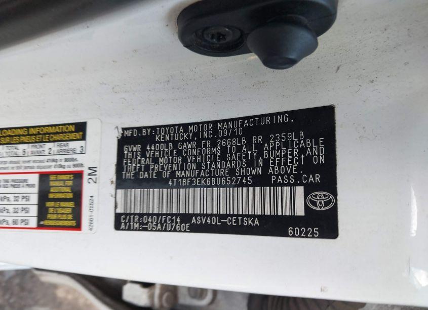 Photo 9 of 2011 Toyota Camry SE (VIN 4T1BF3EK6BU652745)