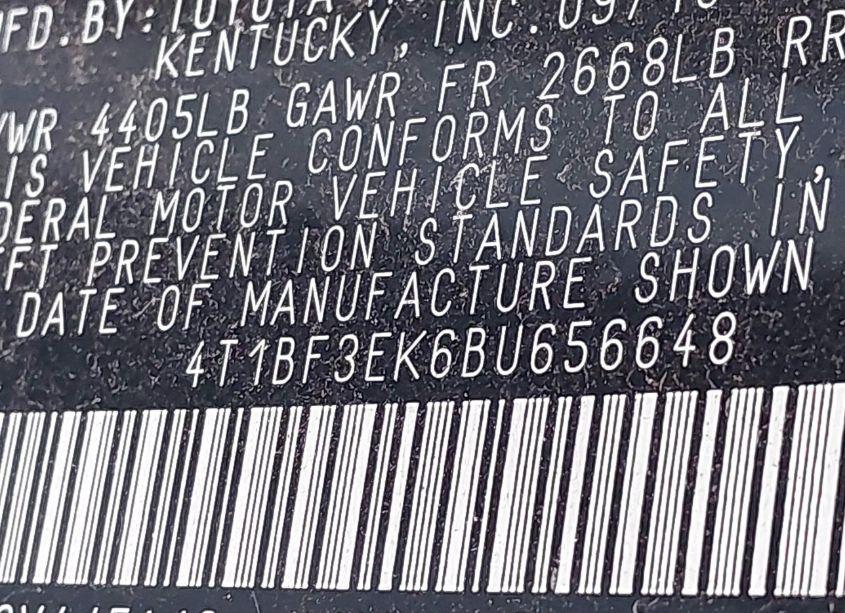 Photo 9 of 2011 Toyota Camry XLE (VIN 4T1BF3EK6BU656648)