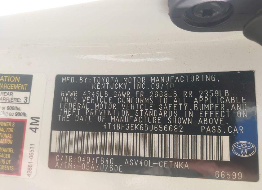 Photo 9 of 2011 Toyota Camry LE (VIN 4T1BF3EK6BU656682)