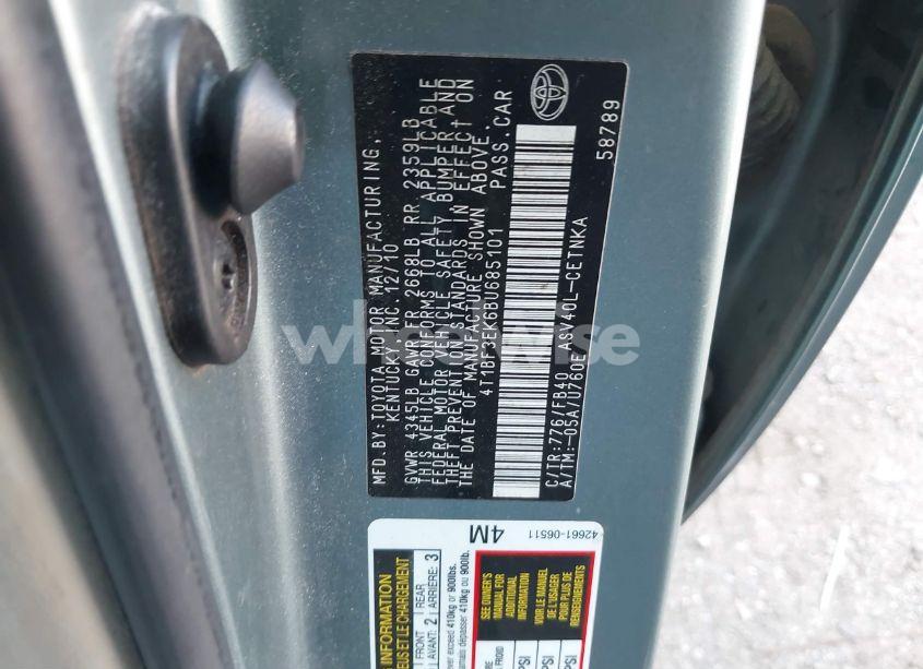 Photo 9 of 2011 Toyota Camry LE (VIN 4T1BF3EK6BU685101)