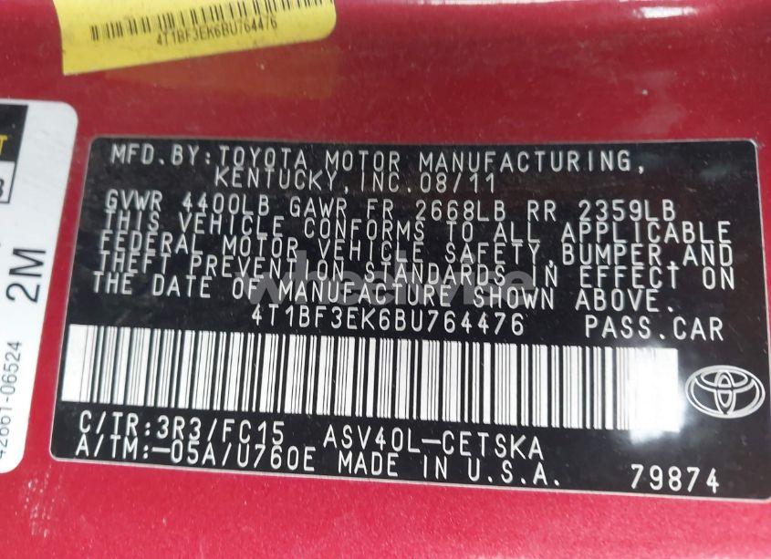 Photo 9 of 2011 Toyota Camry SE (VIN 4T1BF3EK6BU764476)