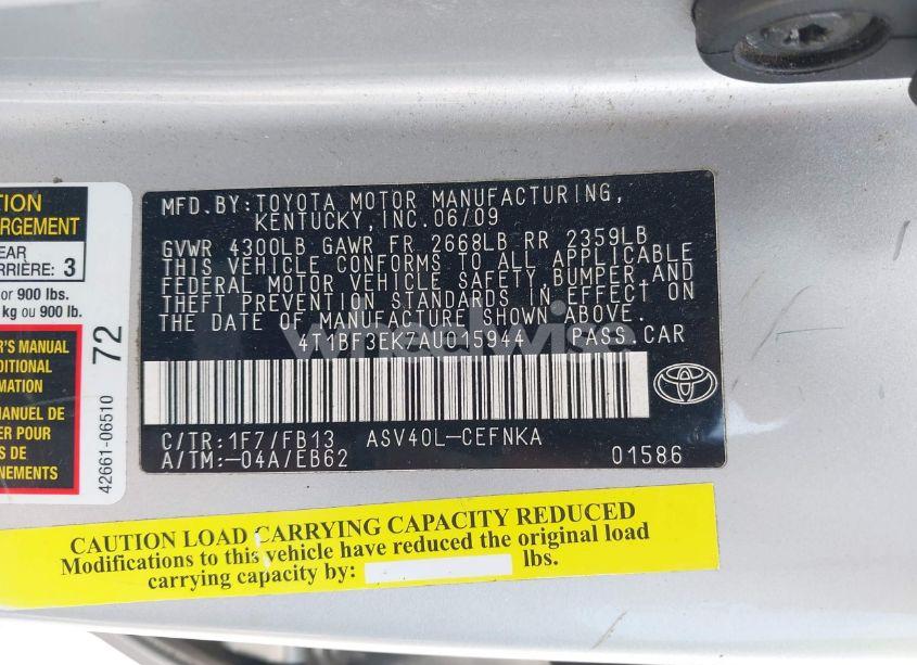 Photo 9 of 2010 Toyota Camry (VIN 4T1BF3EK7AU015944)