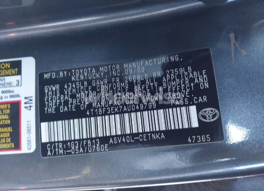 Photo 9 of 2010 Toyota Camry SE/LE/XLE (VIN 4T1BF3EK7AU049799)