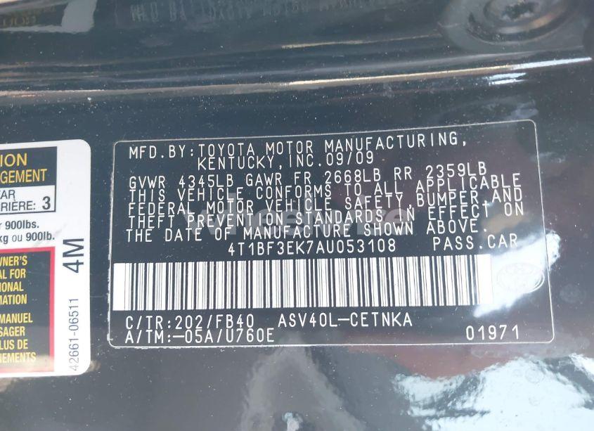 Photo 9 of 2010 Toyota Camry LE (VIN 4T1BF3EK7AU053108)