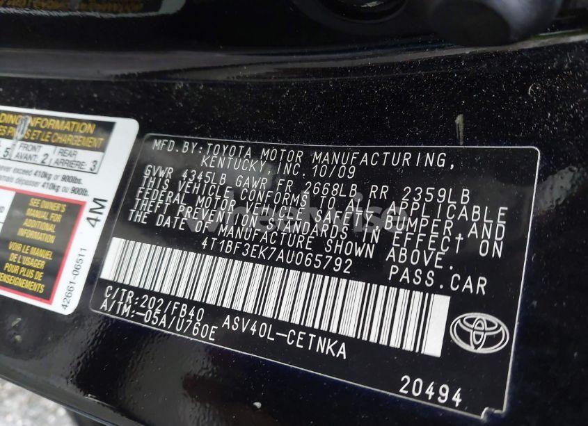 Photo 9 of 2010 Toyota Camry LE (VIN 4T1BF3EK7AU065792)