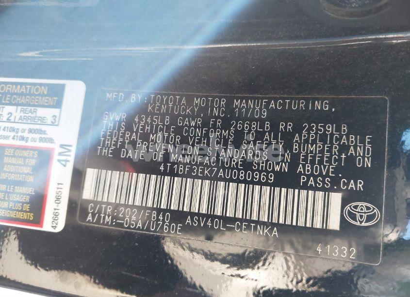 Photo 9 of 2010 Toyota Camry (VIN 4T1BF3EK7AU080969)