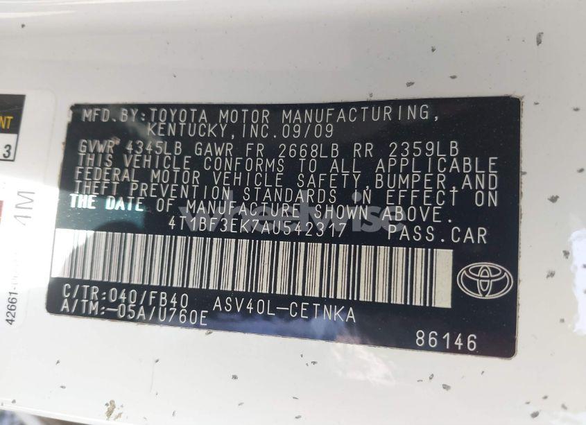 Photo 9 of 2010 Toyota Camry LE (VIN 4T1BF3EK7AU542317)