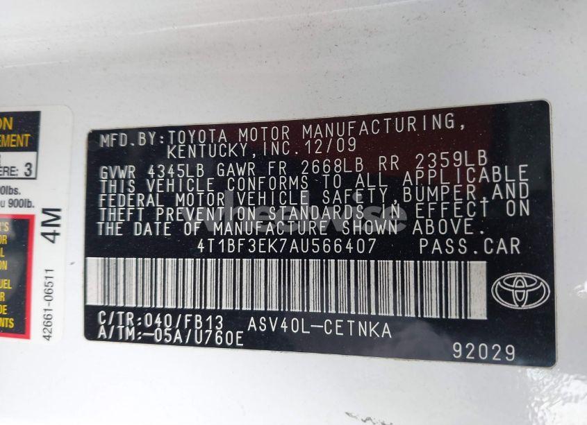 Photo 9 of 2010 Toyota Camry LE (VIN 4T1BF3EK7AU566407)