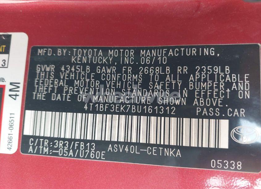 Photo 9 of 2011 Toyota Camry LE/SE/XLE (VIN 4T1BF3EK7B4161312)