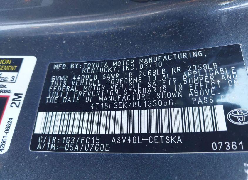 Photo 9 of 2011 Toyota Camry SE (VIN 4T1BF3EK7BU133056)