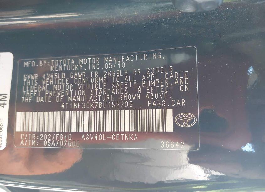 Photo 9 of 2011 Toyota Camry (VIN 4T1BF3EK7BU152206)