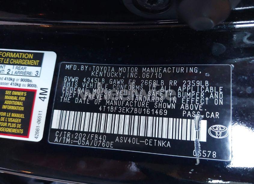 Photo 9 of 2011 Toyota Camry LE (VIN 4T1BF3EK7BU161469)