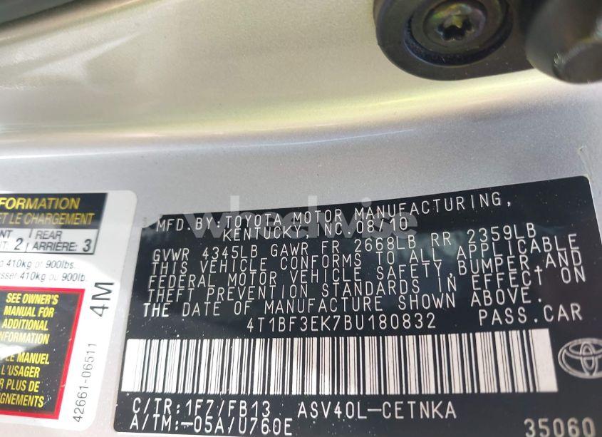 Photo 9 of 2011 Toyota Camry LE (VIN 4T1BF3EK7BU180832)