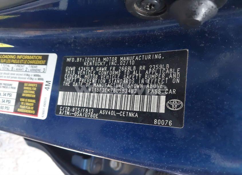 Photo 9 of 2011 Toyota Camry LE (VIN 4T1BF3EK7BU583483)