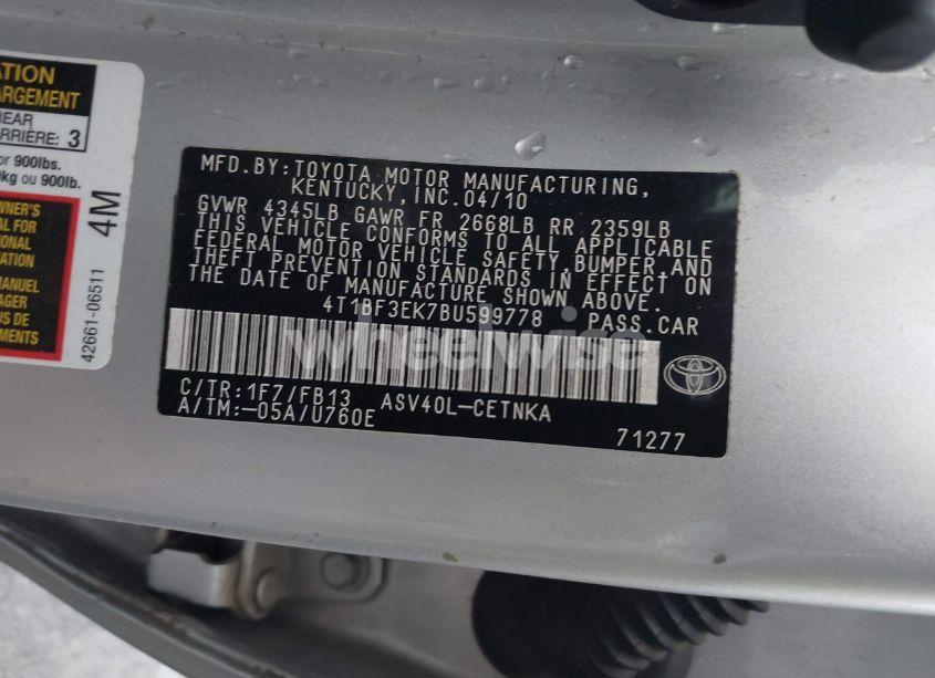 Photo 9 of 2011 Toyota Camry (VIN 4T1BF3EK7BU599778)