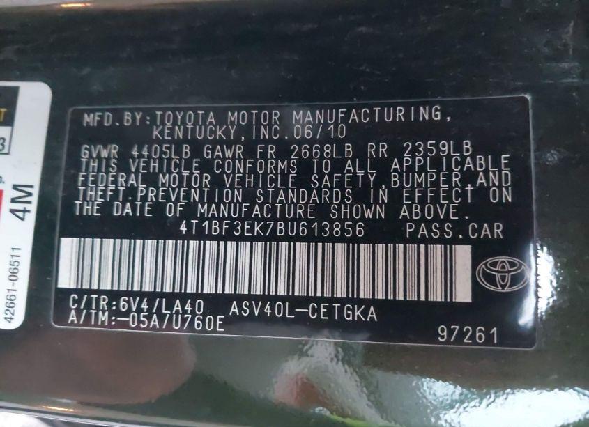 Photo 9 of 2011 Toyota Camry XLE (VIN 4T1BF3EK7BU613856)