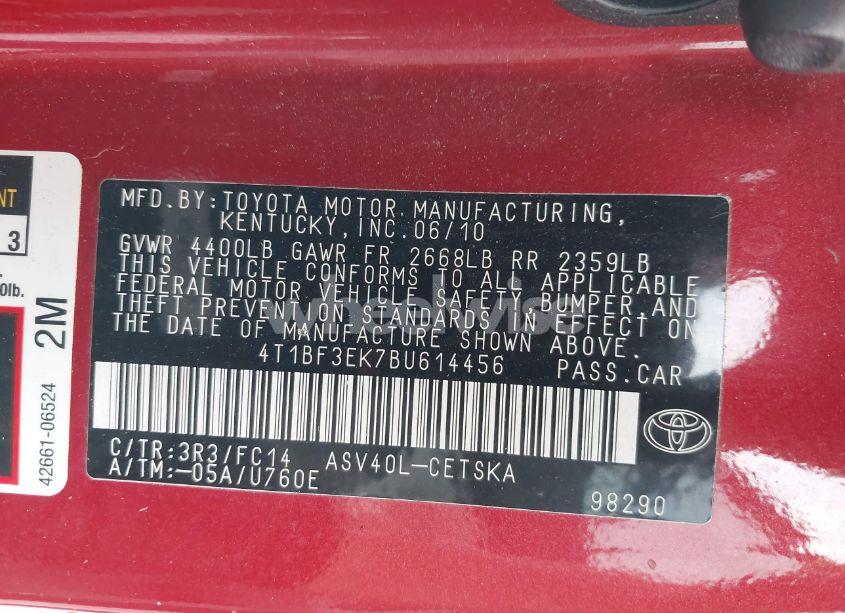 Photo 9 of 2011 Toyota Camry SE (VIN 4T1BF3EK7BU614456)