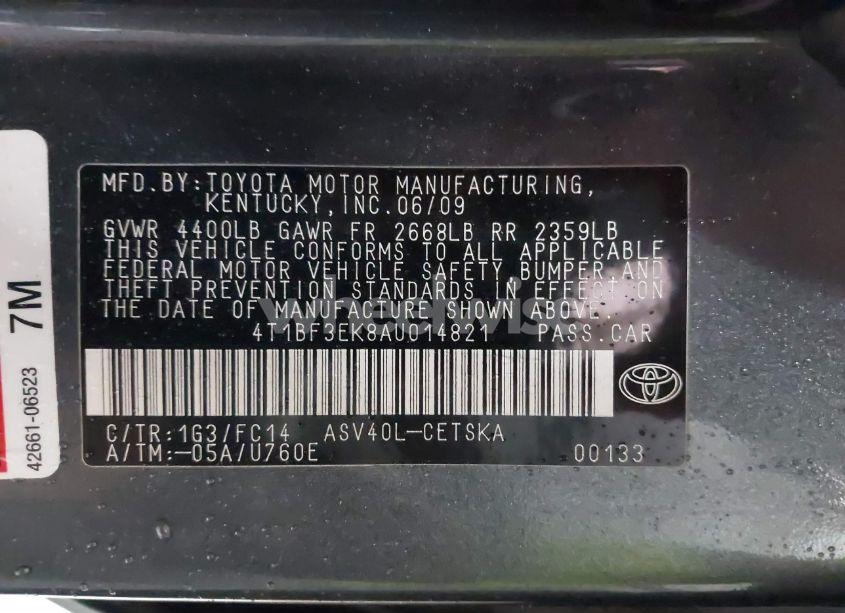 Photo 8 of 2010 Toyota Camry SE (VIN 4T1BF3EK8AU014821)