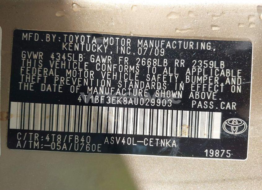 Photo 9 of 2010 Toyota Camry LE (VIN 4T1BF3EK8AU029903)